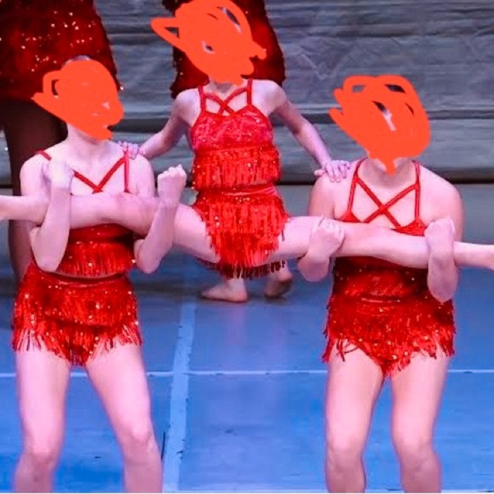 Jazz/Acro 2 piece red sequin dance costume adult small